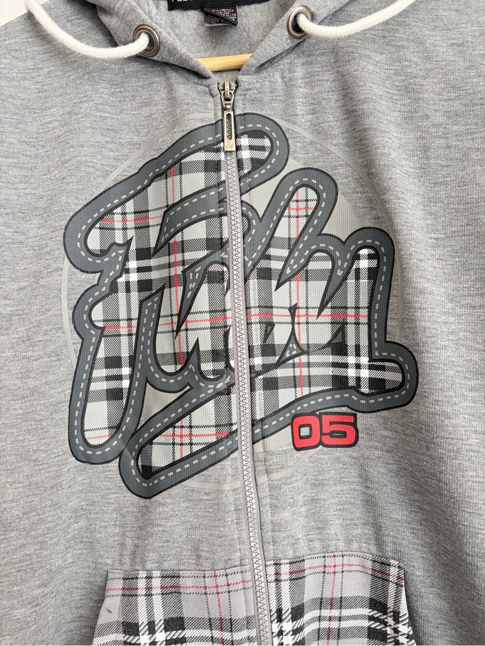 Vintage Y2K FUBU Plaid Logo Hit Zip Hoodie Y2K XL - Picture 4 of 7